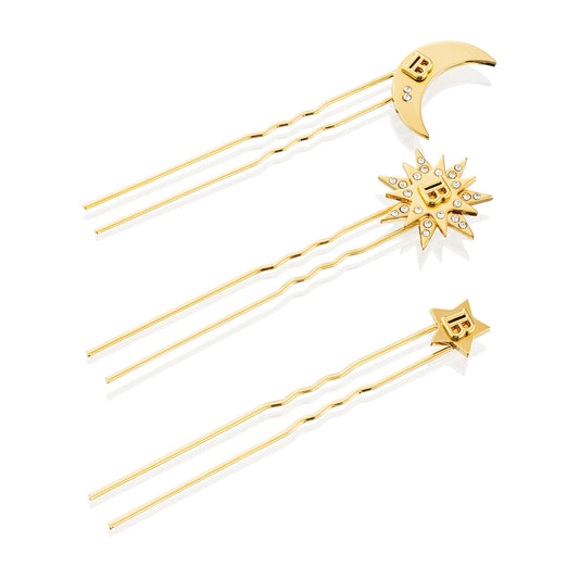 Zestaw 3 wsuwek z ozdobnymi Limited edition pin set gold